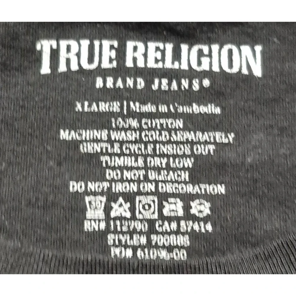 True Religion black Buddha 2 sided Graphic T-shirt XL metallic gold streetwear